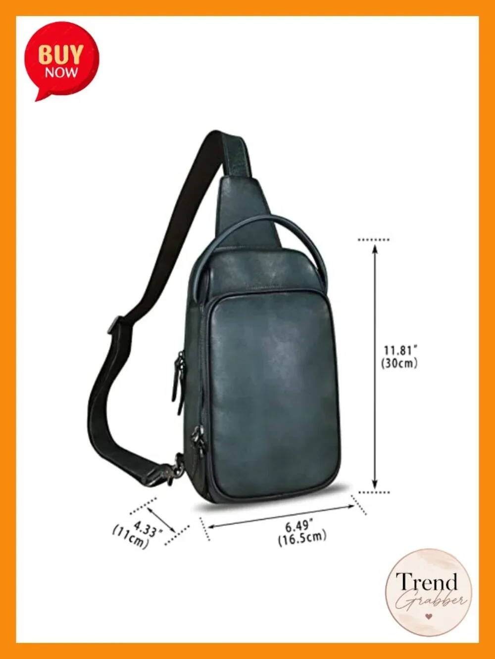 Genuine Leather Sling Bag Crossbody Hiking Backpack Anti-theft Daypack